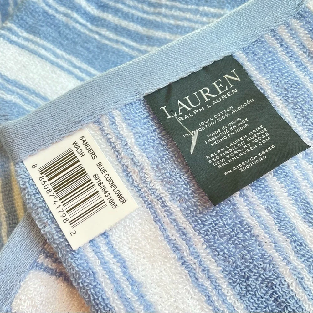 Lauren Ralph Lauren Sanders Blue Cornflower Hand towel and 2 washcloth set NWT